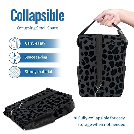 Car Trash Can – Multi-Purpose, Lightweight and Portable with Durable Water-Resistant Coating, No Installation Required, Practical and Ample Capacity, Variety of Colors.Black Leopard Print
