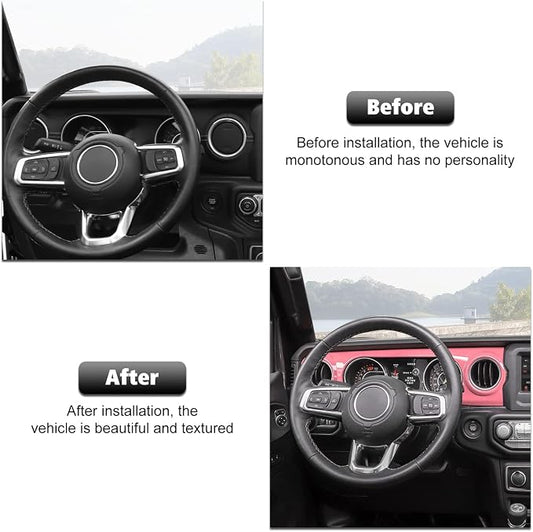 RT-TCZ Center Console Trim Cover Dashboard Control Panel Cover Decorative Interior Accessories for Jeep Wrangler JL JLU & Gladiator JT 2018-2022,Pink
