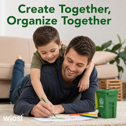 Wiosi Mini Garbage Trash Pen Holder for Desk, Pack of 2, Blue & Green, Tiny Recycle Bin Pencil Holder | Storage for Pencils & Pens | Office Stationery to Organize the Desk | Ideal for Student Work
