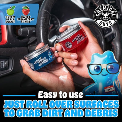 Chemical Guys Sticky Icky Car Cleaning Gel, Sweet Strawberry, Interior Car Cleaner, Reusable Automotive Crevice & Interior Dust Cleaner for Air Ventss, Cup Holders & Keyboards, 0.88 Ounce (Pack of 4)