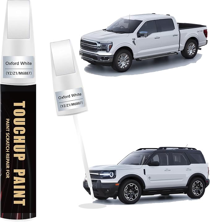 Oxford White(YZ/Z1/M6887) Car Paint Touch Up Pen Compatible with Ford,2-In-1 Color Accurate Touch Up Car Scratch Repair Paint Exact Match Ford Series Automotive Scratch Remover for Nicks&Chips Repair