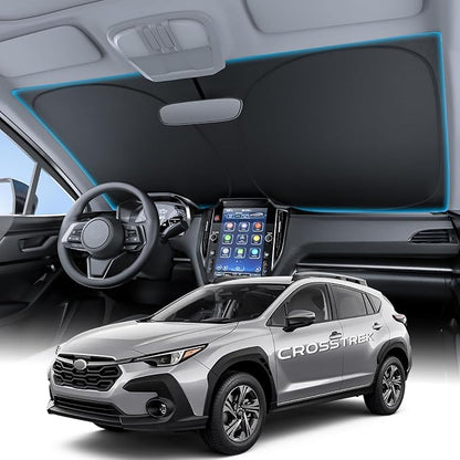 Wigoo for Subaru Crosstrek Windshield Sunshade [OEM Design, 100% Sun Blockage] Foldable Heat Insulation Sun Shade with Storage Bag, for Crosstrek (2018-2026), Silver Coating