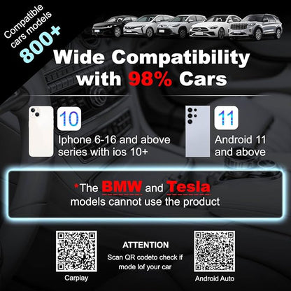 Wireless Carplay Adapter for Apple iPhone, Convert Wired to Wireless Car Play Adapter with Seamless Connection, Mini Appe CarPlay Wireless Adapter Compatible with Cars from 2018 & iOS 10+