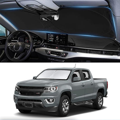 for Chevy Colorado 2026 Windshield Sun Shade Sunshade- for Chevrolet Colorado 2015-2023 2024 2025 Truck Accessories Windshield Cover 210T Reflective Front Window Protector Blocks UV Car Sun Visor