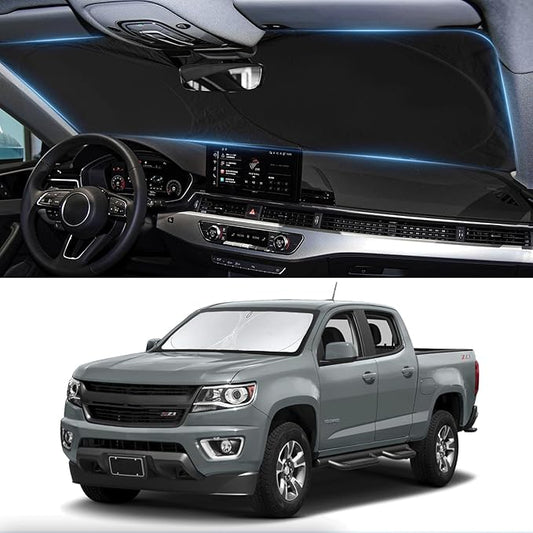 for Chevy Colorado 2026 Windshield Sun Shade Sunshade- for Chevrolet Colorado 2015-2023 2024 2025 Truck Accessories Windshield Cover 210T Reflective Front Window Protector Blocks UV Car Sun Visor