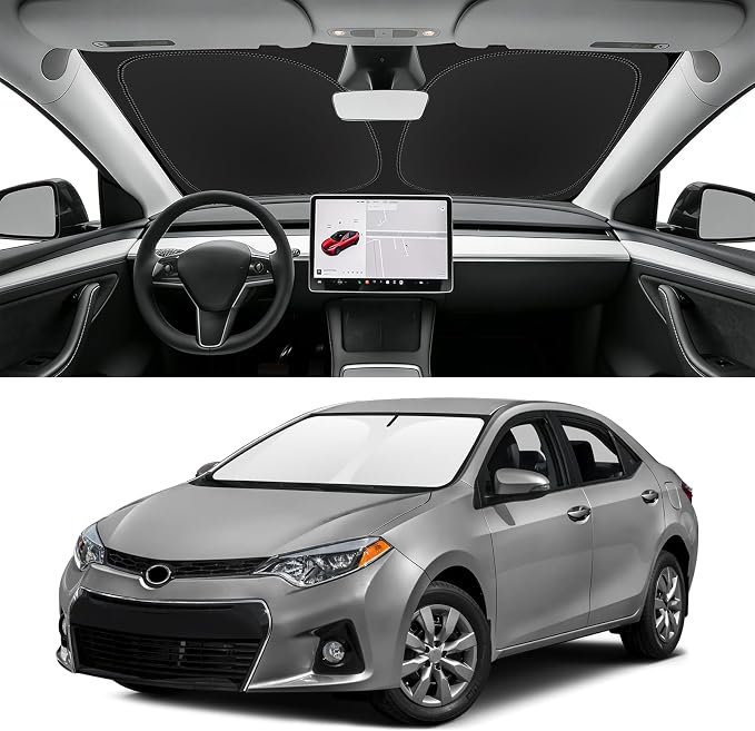 Custom Fit Windshield Sun Shade for Toyota Corolla 2014-2019, Blocks UV & Heat, Front Window Sunshade Accessorie, Easy Fold & Store Keep Your Car Cooler