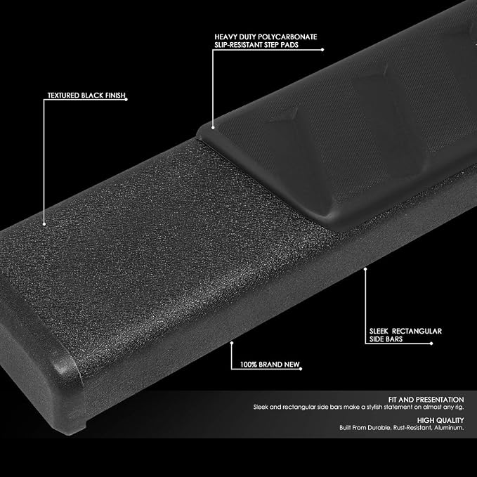 Auto Dynasty Flat Running Boards Compatible with 2004-2014 Ford F150 SuperCrew Cab, Stainless Steel Side Step Rail Nerf Bars, 5" Step Bars, Black Powdercoated