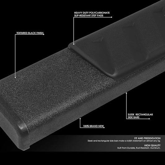 Auto Dynasty Flat Running Boards Compatible with 2004-2014 Ford F150 SuperCrew Cab, Stainless Steel Side Step Rail Nerf Bars, 5" Step Bars, Black Powdercoated