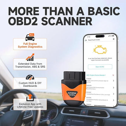 AUTOPHIX Bluetooth OBD2 Scanner for Cars - Read & Clear Engine Codes, Transmission ABS SRS Live Data, HUD Dashboards OBD2 Code Reader Diagnostic Tool to Scan OBD for iPhone & Android