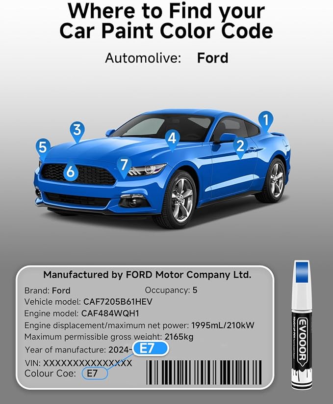 E7 Velocity Blue Metallic Touch Up Paint for Ford – Exact Match 2 in 1 Paint Pen for Chips and Nicks Repair