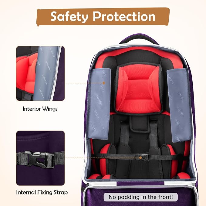 YOREPEK Padded Carseat Travel Bag for Airplane, Car Seat Travel Backpack with Shoulder Straps, Gate Check Car Seat Bags for Air Travel, Toddler Airplane Travel Essentials