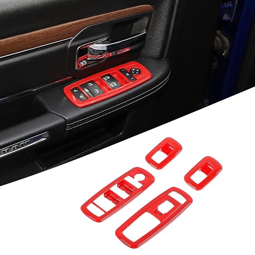 Red Window Lift Switch Cover Interior Button Trim Kit for Dodge RAM 2010-2017/Dodge Charger Durango 2011-2021
