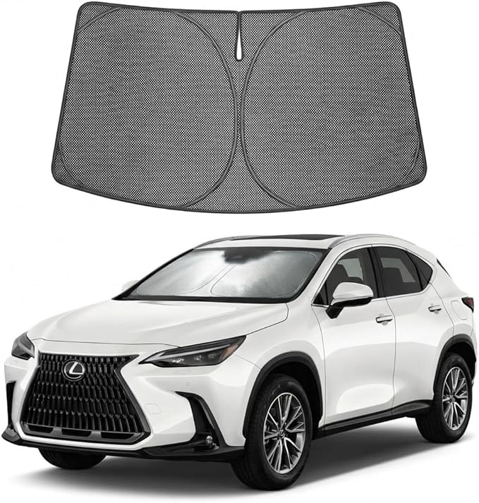 Proadsy Windshield Sun Shade Custom Fit Lexus NX 2022-2026 Ice Crystal Black Front Window Sunshade UV and Heat Blocker Foldable Visor Keeps Car Cooler for Summer Parking and Daily Use