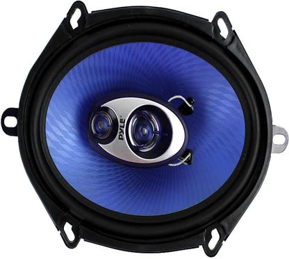 4) New Pyle PL573BL 5x7" 600 Watts 3-Way Car Coaxial Speakers Stereo Blue Four