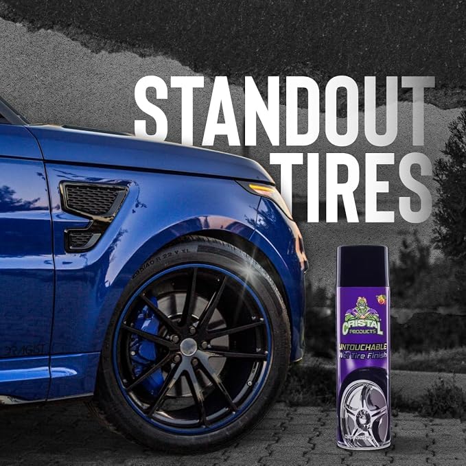 Cristal Products Untouchable Tire Shine Spray – Long-Lasting Wet Tire Finish for Deep Gloss & Protection – Waterproof Tire Shine, Easy Application, Premium Tire Cleaner Shine 8oz (1PK)