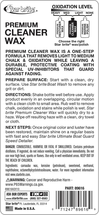STAR BRITE One-Step Cleaner Wax with UV Protection - Removes Chalk & Oxidation from Fiberglass, Metals & Painted Surfaces