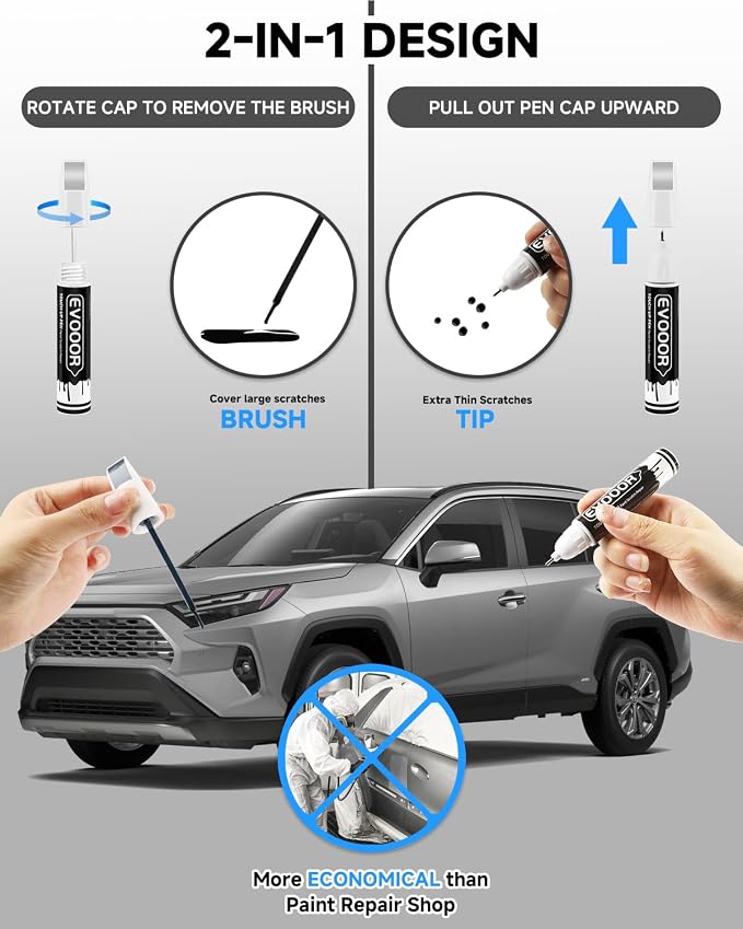 1F7 Classic Silver Metallic Touch Up Paint Compatible with Toyota Exact Match 2 in 1 Touch up Paint for Chips and Nicks Repair