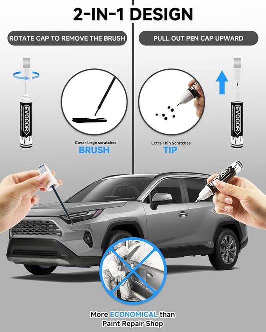 1F7 Classic Silver Metallic Touch Up Paint Compatible with Toyota Exact Match 2 in 1 Touch up Paint for Chips and Nicks Repair