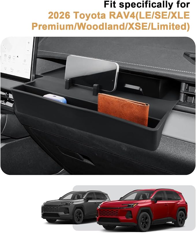 ECOZEN Passenger Side Organizer Tray For 2026 Toyota RAV4 - Silicone Center Console Organizer Co-Pilot Storage Tray With Pocket For RAV4 2026 Interior Accessories - Extra Storage Space
