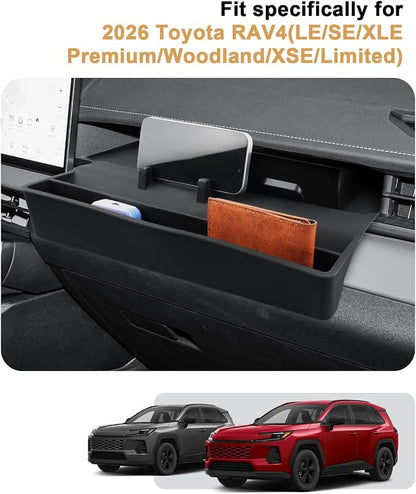 ECOZEN Passenger Side Organizer Tray For 2026 Toyota RAV4 - Silicone Center Console Organizer Co-Pilot Storage Tray With Pocket For RAV4 2026 Interior Accessories - Extra Storage Space