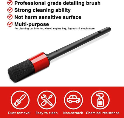 HMPLL 10pcs Auto Car Detailing Brush Set Car Interior Cleaning Kit Includes 5 Boar Hair Detail Brush,3 Wire Brush, 2 Air Vent Brush for Cleaning Car Interior Exterior, Dashboard Engines Leather Wheel