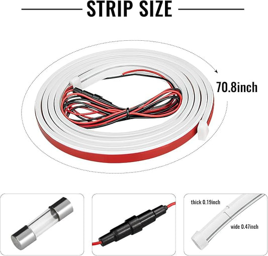 Car Hood Light Strip, 71 Inches Waterproof Flexible LED Strip, Dynamic Scan Start Up Car Daytime Running Lights, Universal Auto Exterior Decor Accessories for Most Vehicles (White, 71 Inches)