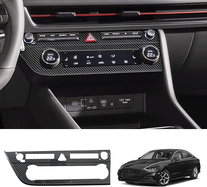 Interior Trim for Hyundai Sonata 2024 2025 2026 Carbon Fiber Gear Shift Panel with Steering Wheel Trim