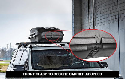 JEGS Rooftop Cargo Carrier for Car Storage - Small Roof Rack Cargo Carrier - Heavy Duty Weatherproof Storage - Made in USA - 10 Cubic Ft - 110 Lb Capacity - Zero Tool Easy Assembly - Aero Design