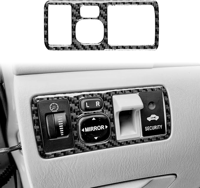 Black Real Carbon Fiber Accessories Car Headlight Control Switch Knob Trim Frame Cover Interior Trim Sticker Decal for Toyota Corolla CE LE S 2003 2004 2005 2006 2007 2008/XRS 2005-2006 Sedan 1PC