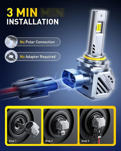AUXITO 9006 Bulb HB4 Bulbs, 70000LM Brighter Ultra-Bright, Plug N Play, Long Lifespan, No Flicker, 99% Compatibility, 2PCS