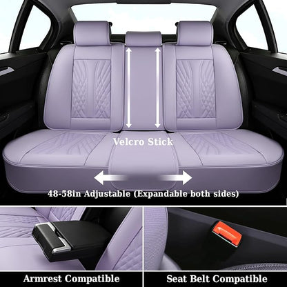 Coverado Car Seat Covers Full Set, 5 Seats Front Seat Cover and Back Seat Covers for Cars, Automotive Seat Covers Leather Waterproof Seat Covers, Car Seat Protectors Universal for Cars Purple