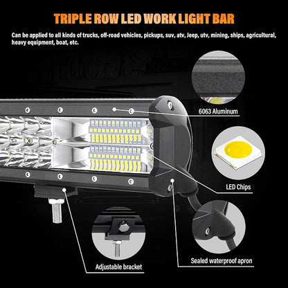 Willpower 28 inch 396W LED Light Bar Triple Row Spot Flood Combo Beam Off Road Driving Lights Waterproof Work Light for Jeep Trucks SUV ATV UTV Boat Lights, 12V 24V