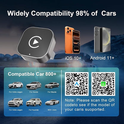 Wireless CarPlay Adapter & Android Auto Wired CarPlay to Wireless Device, 2-in-1 Mini T-Shaped for Car USB Plug and Play Auto Connect, No Delay for Apple iOS 10+, Android 11+ Version[2026 Upgrade]