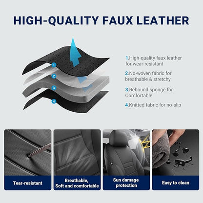 Custom for Honda Accord Seat Covers 2023 2024 2025 2026 EX,SE,EX-L,Sport-L,Touring & 2023-2026 (Hybrid) Sport,Touring,EXL,Sport-L, (Rear Row W/40/60 Split Backrest) - Black