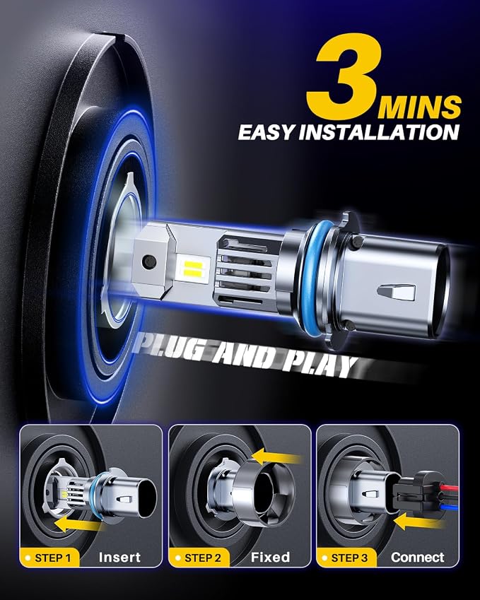 AUTOONE 9004 Bulb, 9 Times Brighter 36000LM 9004 HB1 Bulb, 3 Min Quick Install, 20 Years Lifespan, No Flicker