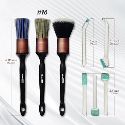 8PCS Professional Car Detailing Brush Set, Boars Hair & Ultra Soft Auto Detailing Brushes for Car Interior Exterior Deep Cleaning, Detail Brush Kit for Wheels Leather Air Vents Dusting, Rose Gold