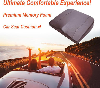 Lofty Aim Car Seat Cushion, Comfort Memory Foam Car Cushions for Driving - Sciatica & Lower Back Pain Relief, Driver Seat Pillow for Auto, Office Chair, Wheelchair - Classic Brown