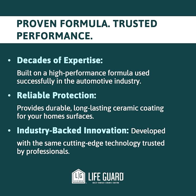 LifeGuard Home Ceramic Spray – Hydrophobic Ceramic Coating for Homes - Repels Dirt, Water, Fingerprints & Grime – Scratch & Stain Resistant – Lasts 6 Months – Made in USA