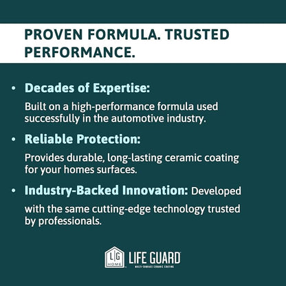 LifeGuard Home Ceramic Spray – Hydrophobic Ceramic Coating for Homes - Repels Dirt, Water, Fingerprints & Grime – Scratch & Stain Resistant – Lasts 6 Months – Made in USA