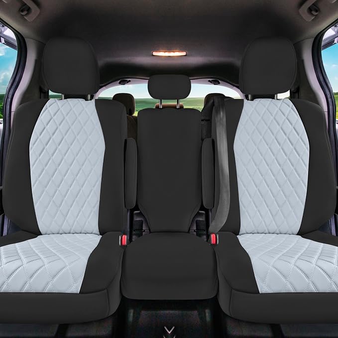FH Group Custom Fit Car Seat Covers Specifically Made for Toyota Sienna 2011-2020, Car Seat Cover 2nd Row Set, 8 Seater Automotive Seat Covers in Gray Neoprene, Waterproof and Washable Seat Covers
