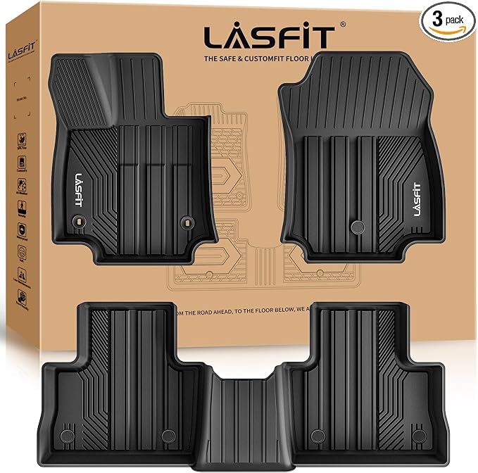 LASFIT Floor Mats for Toyota RAV4 2019-2025 Gas(Not Fit Hybrid/Prime) All Weather TPE Custom Fit Floor Liners for RAV 4 LE/XLE/Limited/Adventure/XLE Premium/TRD Off-Road Front&Rear 2 Row Car Mats