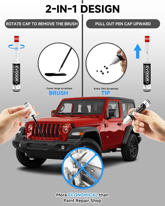 PRC/MRC Firecracker Red Touch Up Paint Compatible with JeepExact Match 2 in 1 Touch up Paint for Chips and Nicks Repair