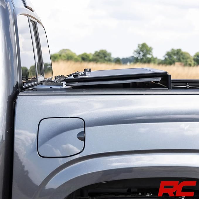 Rough Country Hard Flip-Up Tonneau Cover for Toyota Tacoma (2016-2023) - Flush Folding Aluminum Bed Cover