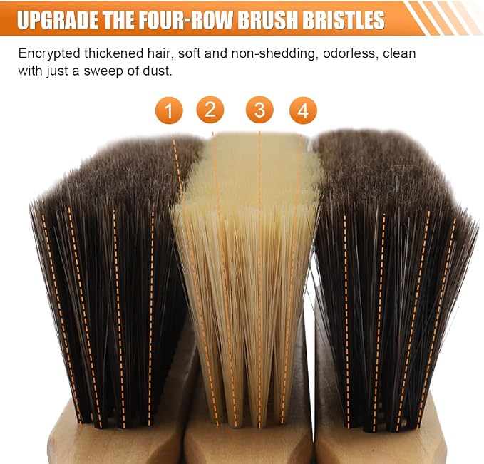 Wooden Auto Interior Dust Brush, Long Handle Car Detailing Brush, Multipurpose Automotive Soft Duster for Dashboard, Workshop, Air Vent, Skylight (Yellow)