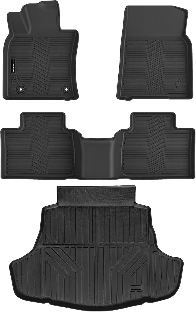Auxko All Weather Floor Mats Cargo Mat Fit for Toyota Camry 2025 2026 Include Hybrid LE/SE/XLE/XSE TPE Liners Camry Accessories All Season Guard Odorless Anti-Slip Floor Mats Cargo Liner Black