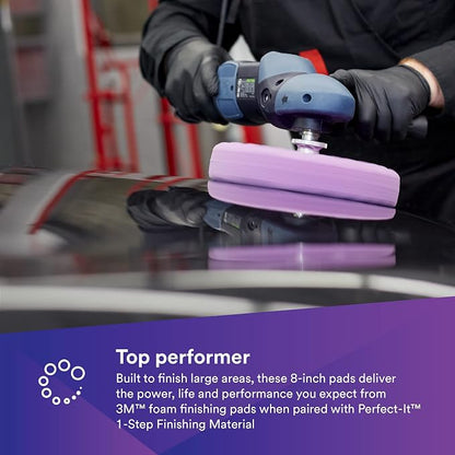 3M Perfect It 1 Step Foam Finishing Pad, 33035, Quick Connect, Surface Buffing, Collision Repair, High Gloss Polish, 8 in