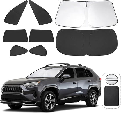 TINGLU Window Shades for Toyota RAV4 2019-2025 2026 Accessories Car Side Full Windows Rear Triangular Windshield Sun Shade Sun UV Rays & Privacy Protection for Camping,Napping,and Relaxing 8PCS