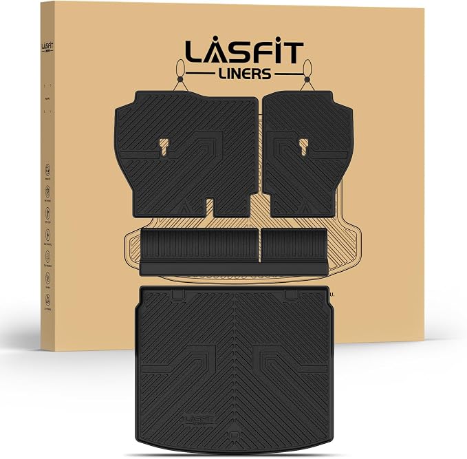 LASFIT Cargo Mat with Backrest Mat for Honda CR-V 2026 2025 2024 2023 (Gasoline & Hybrid & e:FCEV), All Weather Custom Fit TPE Trunk Mat Trunk Liner Cargo Liner with Seatback Mat (Upper Position)