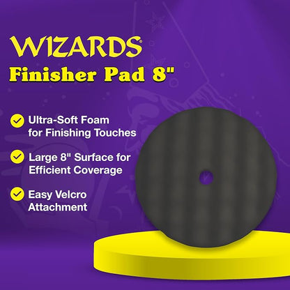 Wizards Finisher Buffing Pad - Provides a Smooth Finish with No Swirls - Grip Hold with Recessed Backing - Works with All Kinds of Compounds and Glazes - ‎8" x 1.5"