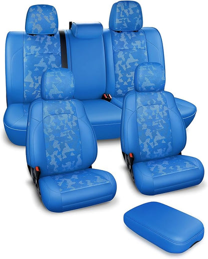 Carlimeki Leather Seat Covers Custom Fit for Tacoma Gen 3rd (2016-2023) Double & Crew Cab, for SR, SR5, Limited, TRD Pro, TRD Sport, TRD Off-Road, Trail Special Edition - Fully Covered